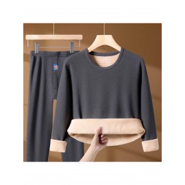 Plus Size - Men'S & Women'S Thermal Underwear Set - Heavy-Duty Fleece-Lined Thermal Pants, Extreme Cold Proof Winter Pants, /Neutral Colors, Round Neck Base Layer for Everyday & Formal Wear - Cold Weather Essentials, Thermal Underwear for Women