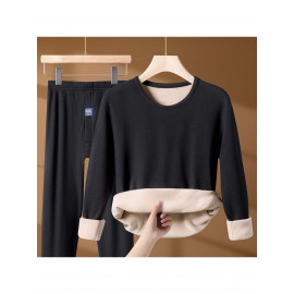 Plus Size - Men'S & Women'S Thermal Underwear Set - Heavy-Duty Fleece-Lined Thermal Pants, Extreme Cold Proof Winter Pants, /Neutral Colors, Round Neck Base Layer for Everyday & Formal Wear - Cold Weather Essentials, Thermal Underwear for Women