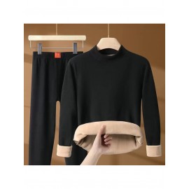 Plus Size - Men'S & Women'S Thermal Underwear Set - Heavy-Duty Fleece-Lined Thermal Pants, Extreme Cold Proof Winter Pants, /Neutral Colors, Round Neck Base Layer for Everyday & Formal Wear - Cold Weather Essentials, Thermal Underwear for Women