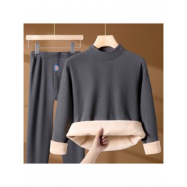 Plus Size - Men'S & Women'S Thermal Underwear Set - Heavy-Duty Fleece-Lined Thermal Pants, Extreme Cold Proof Winter Pants, /Neutral Colors, Round Neck Base Layer for Everyday & Formal Wear - Cold Weather Essentials, Thermal Underwear for Women