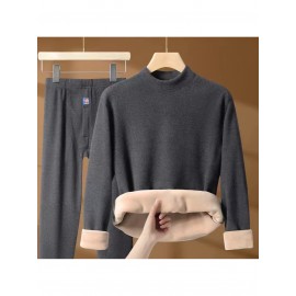 Plus Size - Men'S & Women'S Thermal Underwear Set - Heavy-Duty Fleece-Lined Thermal Pants, Extreme Cold Proof Winter Pants, /Neutral Colors, Round Neck Base Layer for Everyday & Formal Wear - Cold Weather Essentials, Thermal Underwear for Women