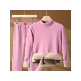 Plus Size - Men'S & Women'S Thermal Underwear Set - Heavy-Duty Fleece-Lined Thermal Pants, Extreme Cold Proof Winter Pants, /Neutral Colors, Round Neck Base Layer for Everyday & Formal Wear - Cold Weather Essentials, Thermal Underwear for Women