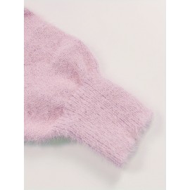 Plus Size - Women'S Asymmetrical V-Neck Geometric Sweater - Soft Pastel Winter Pullover with Trim, Cozy Casual Sweater for Everyday & Semi-Formal Outfits, Relaxed Fit Layering Piece, Easy-Care Durable Design