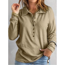 Plus Size, Elegant Women's Sweater- Long Sleeve Loose Sweater with Button Closure, Soft Everyday and Formal Top Suitable Autumn and Winter Seasons, Stylish Office Party Wear- Women's Sweater, Women's Sweater, Casual Winter Clothing, Classic Knitwear