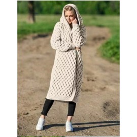 Plus Size, Best Selling Plus Size Hooded Coat Autumn Winter New Soft Warm Long Sweater Hiding Suitable for Commuting Home Wear Warm Without Bulk