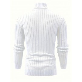 Men'S New Color-Blocked High-Neck Long-Sleeve Retro College-Style Knitted Base Layer for Casual Autumn And Winter