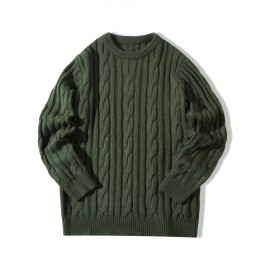 New Autumn-Winter Men's Casual Commuter Solid Color Crew Neck Knit Pullover