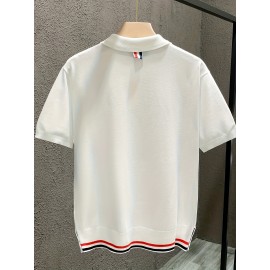 New Spring And Summer Polo Shirt with Pocket, Knitted Collar Button Trendy T-Shirt, Short Sleeve Sweater, Comfortable And Casual Versatile Top, Machine Washable.