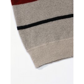 Men's Casual Color Block Knit Sweater, Soft Warm Pullover for Fall/Winter