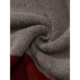 Men's Casual Color Block Knit Sweater, Soft Warm Pullover for Fall/Winter