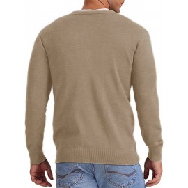 New Men's Solid Color Spring/Autumn Knit Cardigan V-Neck Outerwear Youth Knit Sweater Coat