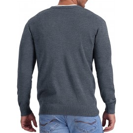 New Men's Solid Color Spring/Autumn Knit Cardigan V-Neck Outerwear Youth Knit Sweater Coat