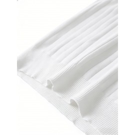 Men'S Summer Fashion Rib-Knit Polo Shirt | Short Sleeve, Lapel Collar, Rayon, Medium Stretch, Solid Color, Ideal for Business Travel and Casual Social Events