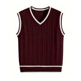 Men's Preppy Striped Color-Block Casual Versatile Knit Vest