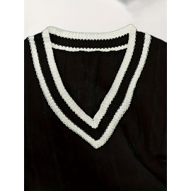 Men's Preppy Striped Color-Block Casual Versatile Knit Vest