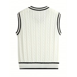 Men's Preppy Striped Color-Block Casual Versatile Knit Vest