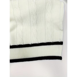 Men's Preppy Striped Color-Block Casual Versatile Knit Vest