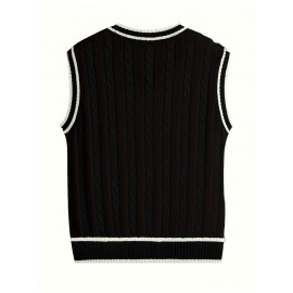 Men's Preppy Striped Color-Block Casual Versatile Knit Vest