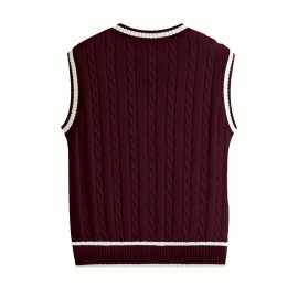 Men's Preppy Striped Color-Block Casual Versatile Knit Vest