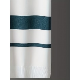 [Summer Striped T-Shirt] LVLAEA Men's Summer Striped Pullover T-Shirt | Short Sleeve, Crew Neck, Casual Rayon Blend, Rib-Knit, Slight Stretch, Fashionable Stripes, Everyday Wear, Regular Fit, Breathable, Skin-Friendly