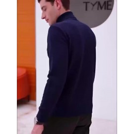 [Men's Turn-Collar Sweater] Cross-Border New Autumn-Winter Men's Solid Color Turn-Collar Pullover Knit Sweater