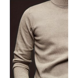 [Men's Turn-Collar Sweater] Cross-Border New Autumn-Winter Men's Solid Color Turn-Collar Pullover Knit Sweater