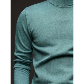 [Men's Turn-Collar Sweater] Cross-Border New Autumn-Winter Men's Solid Color Turn-Collar Pullover Knit Sweater