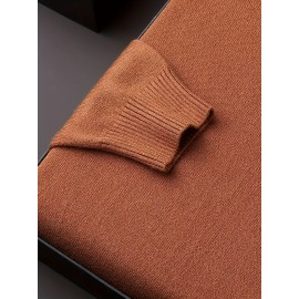 [Men's Turn-Collar Sweater] Cross-Border New Autumn-Winter Men's Solid Color Turn-Collar Pullover Knit Sweater