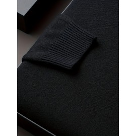 [Men's Turn-Collar Sweater] Cross-Border New Autumn-Winter Men's Solid Color Turn-Collar Pullover Knit Sweater