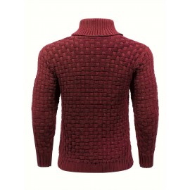 Men's Casual Waffle Knit Lapel Button Sweater