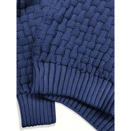Men's Casual Waffle Knit Lapel Button Sweater