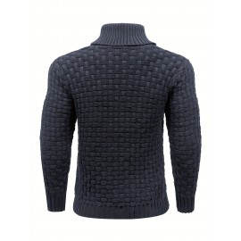 Men's Casual Waffle Knit Lapel Button Sweater