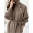 Women's Elegant Sweater Dress - Button-Front Collar High Neck Long Sleeve Dress, Solid Color Loose Fit Dress Suitable for Fall/Winter, Office to Semi-Formal Wear
