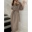 Women's Elegant Sweater Dress - Button-Front Collar High Neck Long Sleeve Dress, Solid Color Loose Fit Dress Suitable for Fall/Winter, Office to Semi-Formal Wear