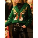 New Sweater with Christmas Deer Jacquard Design for Winter