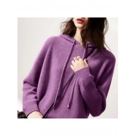 Women'S Hooded Thick Sweater | Autumn/Winter Solid Color Hoodie with Crew Neck