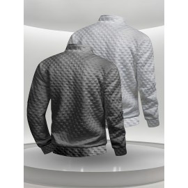Two-Pack Plus Size Men's Full-Zip Jacket, Half-Zip Front, Elastic Zipper, Half-Zip Casual Coat, Suitable for Gym, Office, Daily Wear - Dark Gray/Black-Dark Gray/Light Gray-Dark Gray/White-Black/White-Black/Light Gray-Light Gray/White Men's Wear 