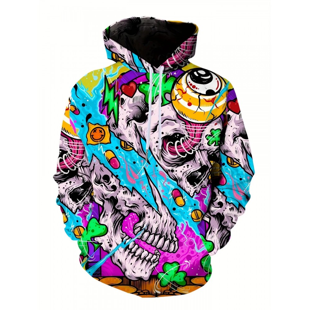 Men'S Plus Size Hoodie - Stretchy Fabric Pullover Sweatshirt with Hood, Halloween Costume Party Outfit, Casual Winter Clothing for Big & Tall Men - Easy Care Hooded Sweatshirt, Comfortable Fit, PLUS SIZE