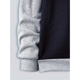 TD25 Raglan Sleeve Color Block Casual Plus Size Men's Hoodie, PLUS SIZE