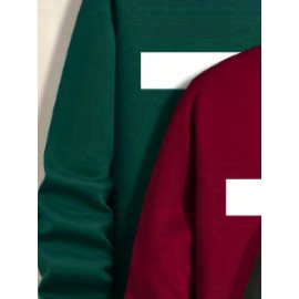 [Men's Crew Neck] 4pcs Men'S Casual Crew Neck Sweatshirts, 100% Polyester Knit Fabric, Long Sleeve, Loose Fit, Geometric Pattern, Slightly Elastic, PLUS SIZE