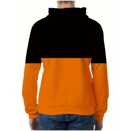 Plus-Size Men'S Pullover Hoodie with 3D Printing, Featuring a Loose Fit And Long Sleeves, Perfect for Urban Fashion in Spring And Autumn. It Is Machine Washable And Designed for Comfort And Style in Outdoor Casual Wear. Available in Large Sizes