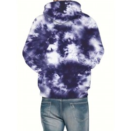 Unisex Novelty Hip-Hop Hoodie for Men, Featuring a 3D Purple Tie-Dye Graphic, a Pullover Design with a Large Pocket, Perfect for Comfortable Wear, Plus Size