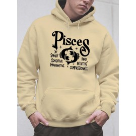 Plus Size Pisces Pattern Hoodie | Comfortable Fuzzy Sweatshirt with Zodiac Design, Printed with 