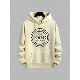 Men's Large Light Yellow Sweatshirt - Personalized /, Loose Fit Kangaroo Pocket Pullover, Machine Washable Casual Streetwear Hoodie for Groups, Teams & Corporate Branding ( Orders Welcome), PLUS SIZE