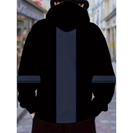 Men's Long Sleeved 3D Minimalist Pattern Printed Casual Drawstring Hooded Sweatshirt in Autumn and Winter Seasons, Large Size, PLUS SIZE