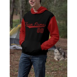 Custom Men'S Hoodies Featuring Personalized Names And Numbers - Available in Multiple Colors, Suitable for Baseball, Hiking, And Everyday Casual Wear - with a Hood, Front Pocket, Made of, Perfect for Outdoor Activities, Plus Size