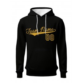 Custom Men'S Hoodies Featuring Personalized Names And Numbers - Available in Multiple Colors, Suitable for Baseball, Hiking, And Everyday Casual Wear - with a Hood, Front Pocket, Made of, Perfect for Outdoor Activities, Plus Size