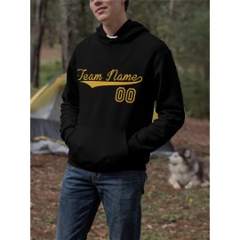 Custom Men'S Hoodies Featuring Personalized Names And Numbers - Available in Multiple Colors, Suitable for Baseball, Hiking, And Everyday Casual Wear - with a Hood, Front Pocket, Made of, Perfect for Outdoor Activities, Plus Size