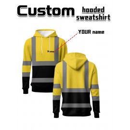 Custom Men's Hooded with Personalized Name/Text/Logo Print - Heavy-Duty Breathable Fabric Suitable for Gym, Team Uniforms, Promotional Wear - Adjustable Hood, Self-Defined Branding, Durable Casual Workwear for Large Sizes, PLUS SIZE