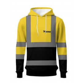 Custom Men's Hooded with Personalized Name/Text/Logo Print - Heavy-Duty Breathable Fabric Suitable for Gym, Team Uniforms, Promotional Wear - Adjustable Hood, Self-Defined Branding, Durable Casual Workwear for Large Sizes, PLUS SIZE